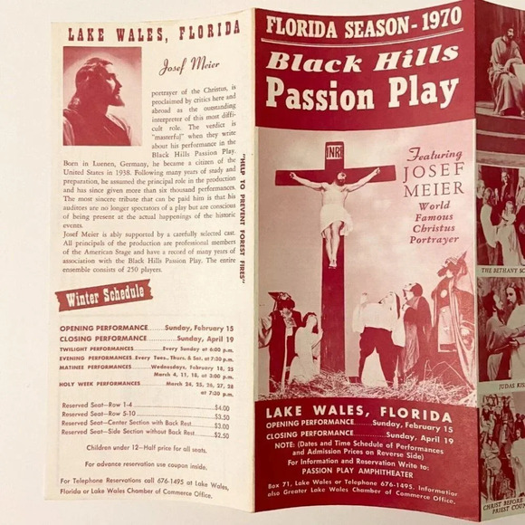 Vintage 1970 Florida  Black Hills Passion Play Lake Wales Brochure Souvenir - Picture 12 of 12